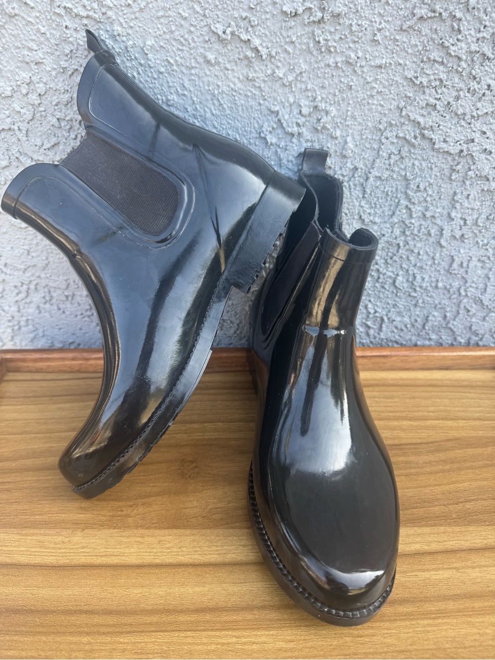 Michael Kors Black Glossy Rain Ankle Boots Size 8 - MK Fulton Waterproof - Picture 5 of 14